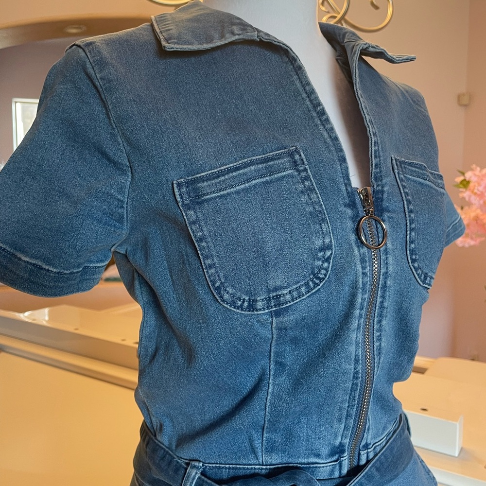 Haute Monde Blue Women's Denim Jumpsuit